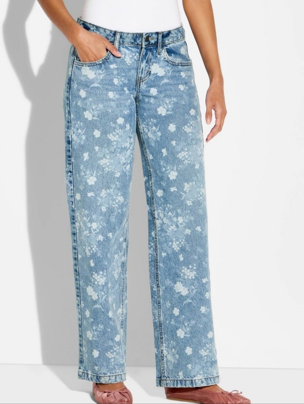 NWT Wild Fable Low Rise Straight Leg Floral Jeans- 12